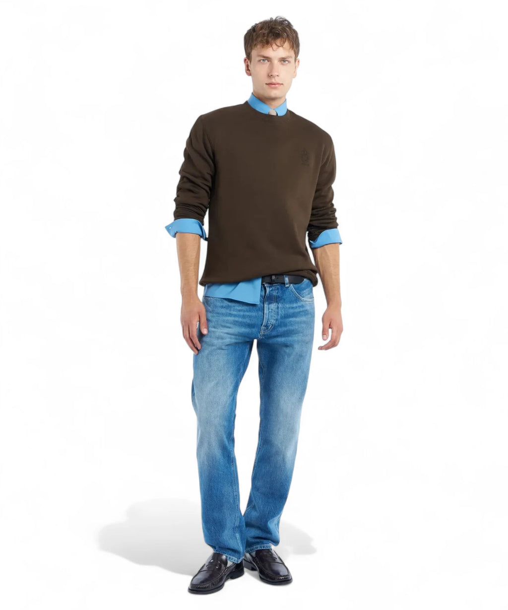 Felpa girocollo in cotone con logo tribale ricamato Dondup-Dondup-Felpe-Vittorio Citro Boutique
