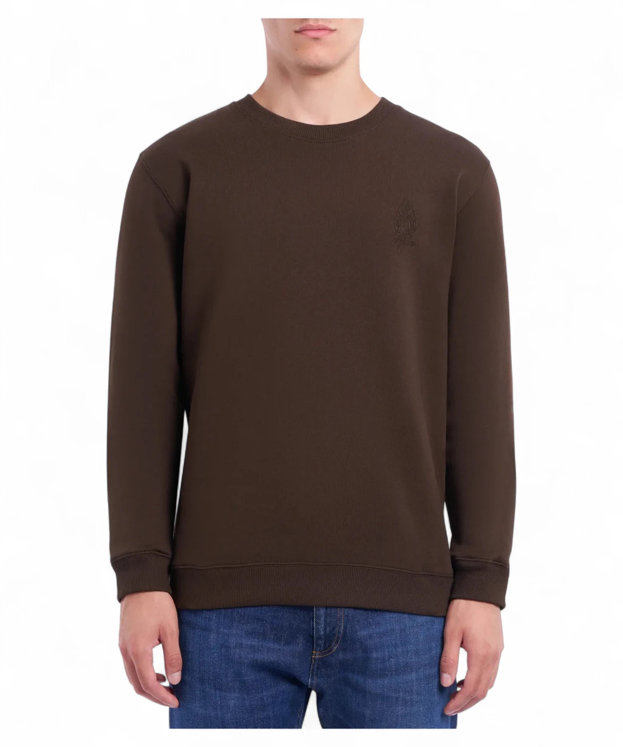 Felpa girocollo in cotone con logo tribale ricamato Dondup-Dondup-Felpe-Vittorio Citro Boutique