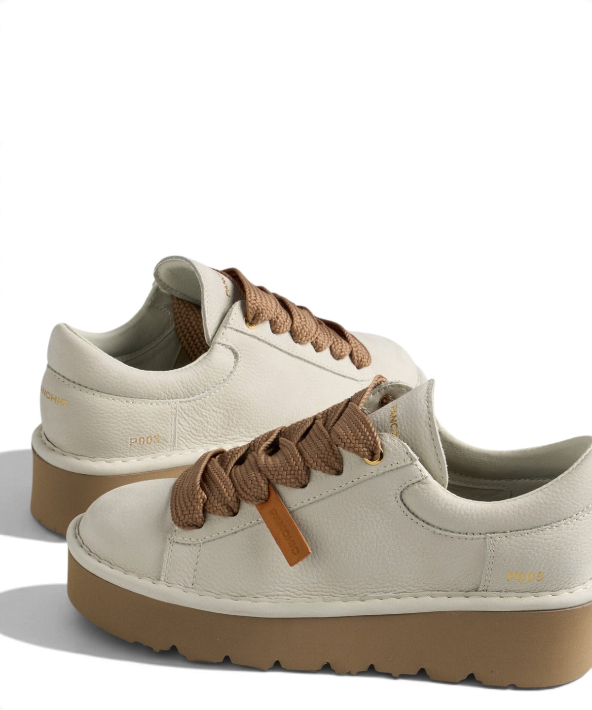 Chaussures à lacets pour femme Panchic P003 Muse en nubuck ivoire