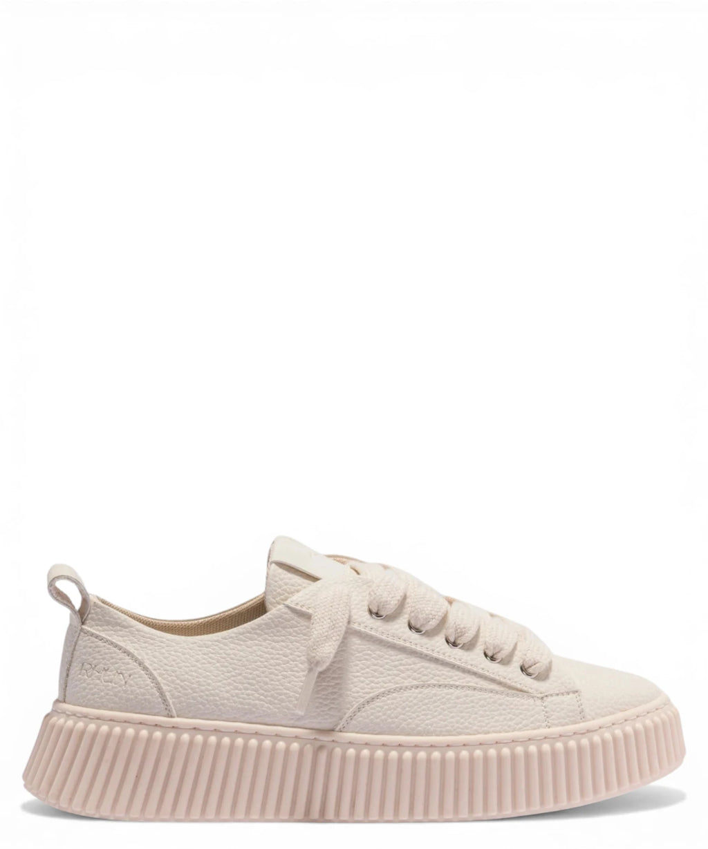 Baskets RHUN Beige en Cuir Martelé