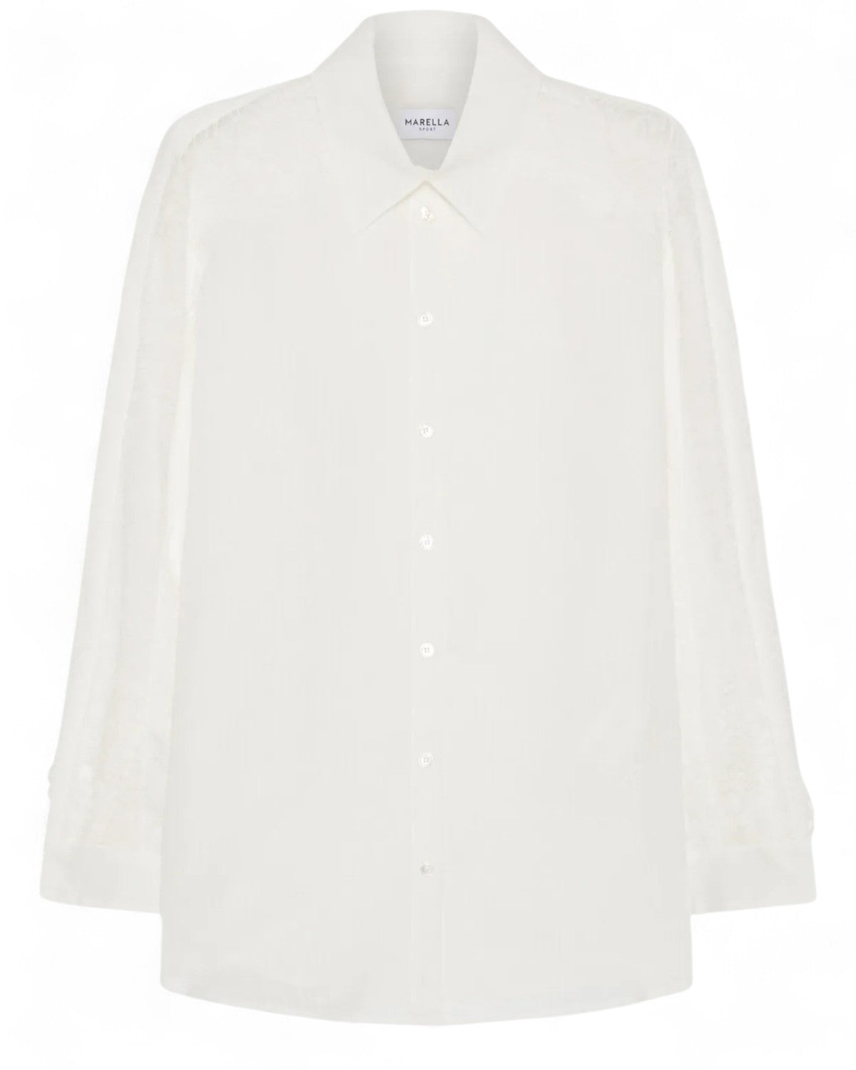 Camicia in cotone e seta con intarsi in pizzo sulle maniche-Marella-Camicie-Vittorio Citro Boutique