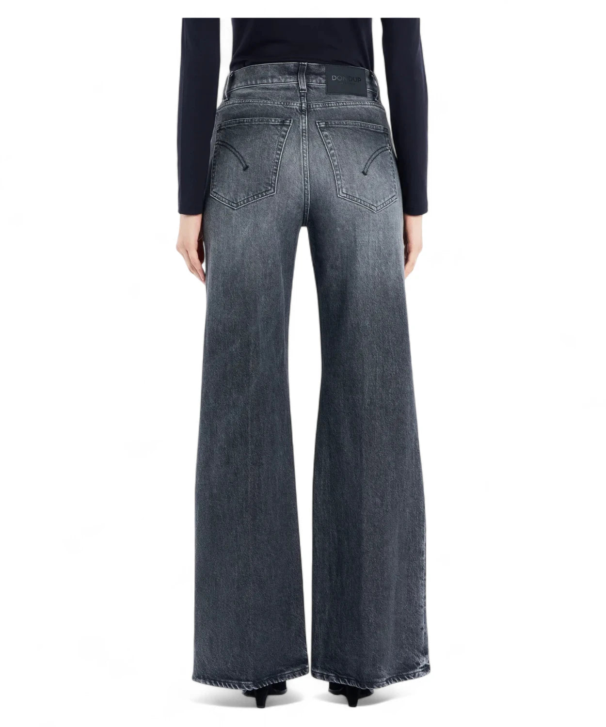 Jeans Amber wide leg in denim stretch nero vintage Dondup-Dondup-Jeans-Vittorio Citro Boutique