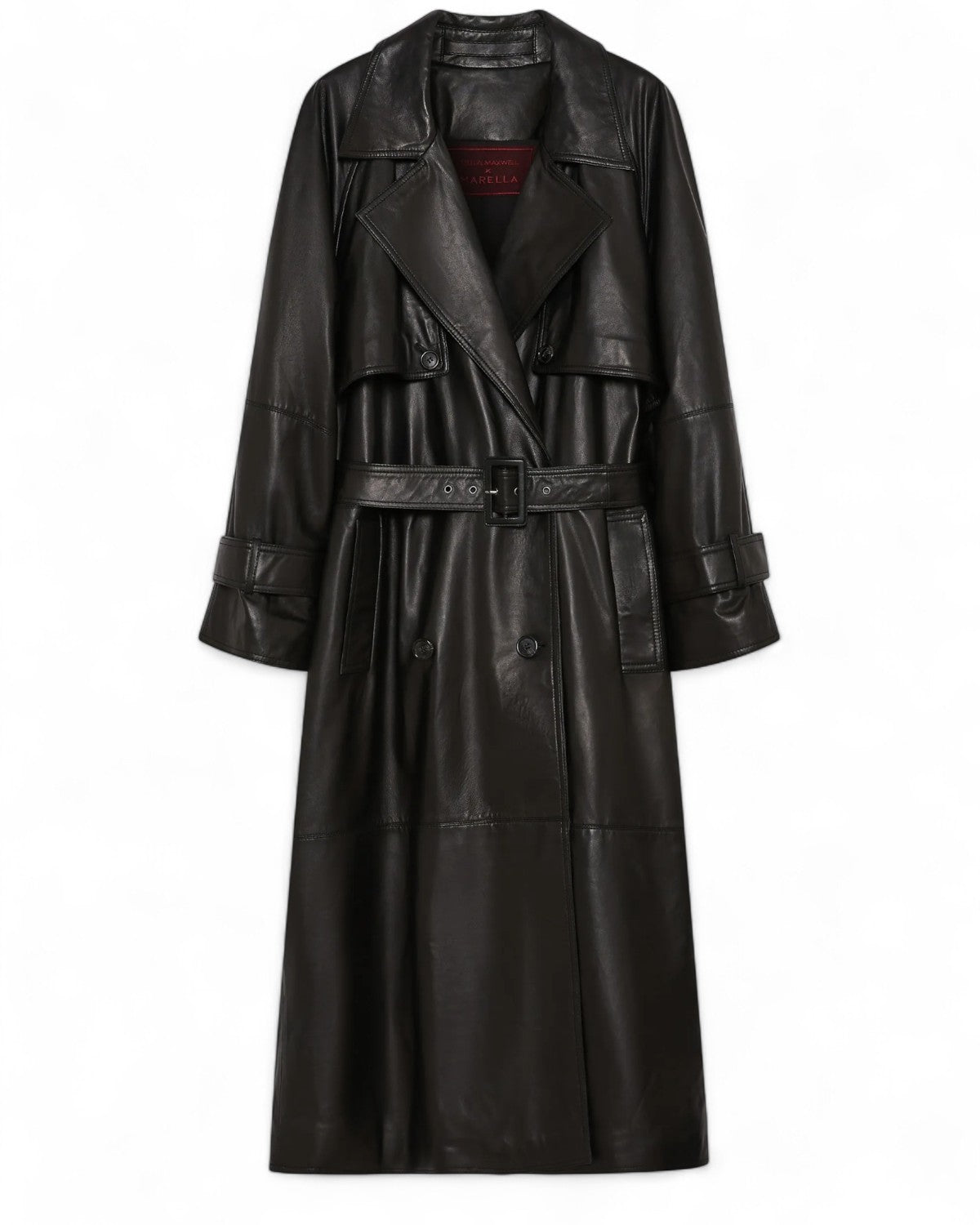 Trench oversize in pelle imbottita con cintura-Marella-Cappotti-Vittorio Citro Boutique