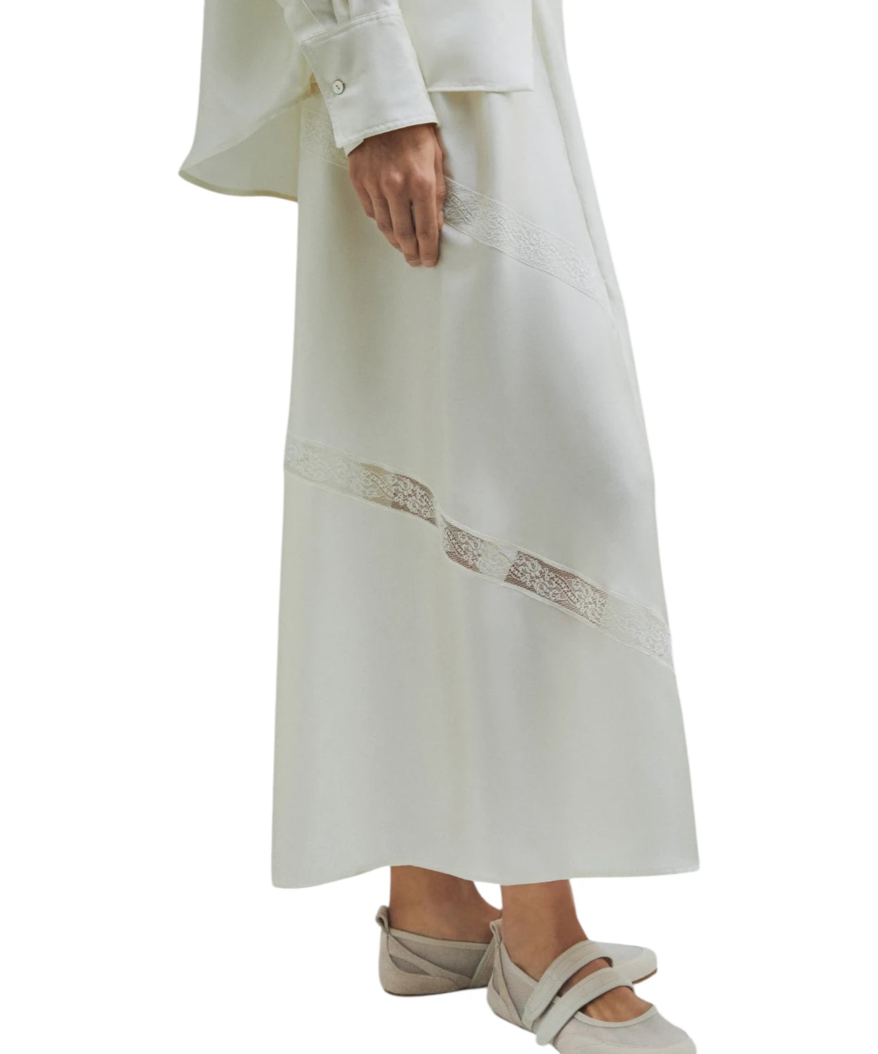 Gonna Marella OSPITE in Seta con Inserti Pizzo