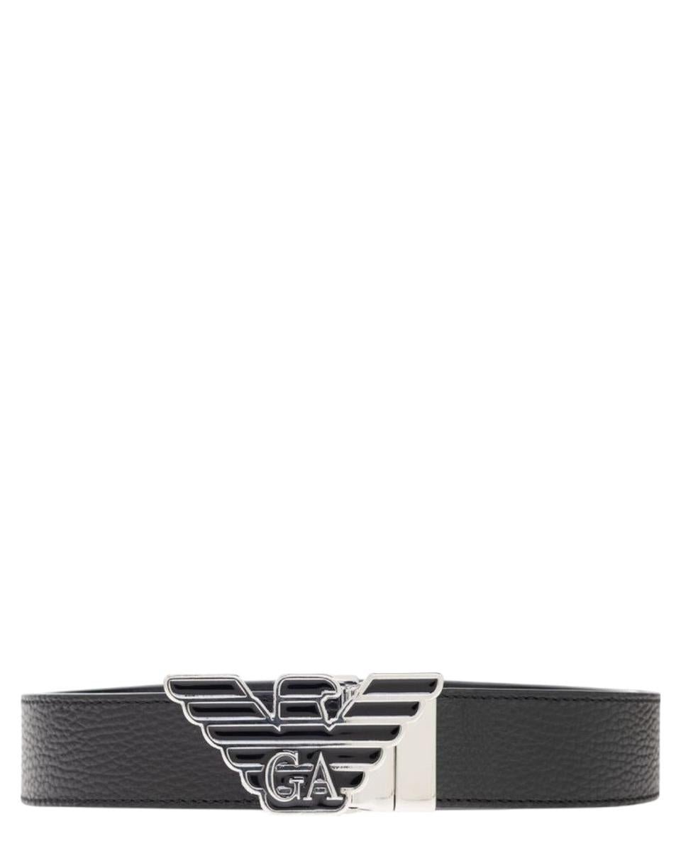 Cintura Reversibile in Pelle con Placca Logo Aquila-Emporio Armani-Cinture-Vittorio Citro Boutique