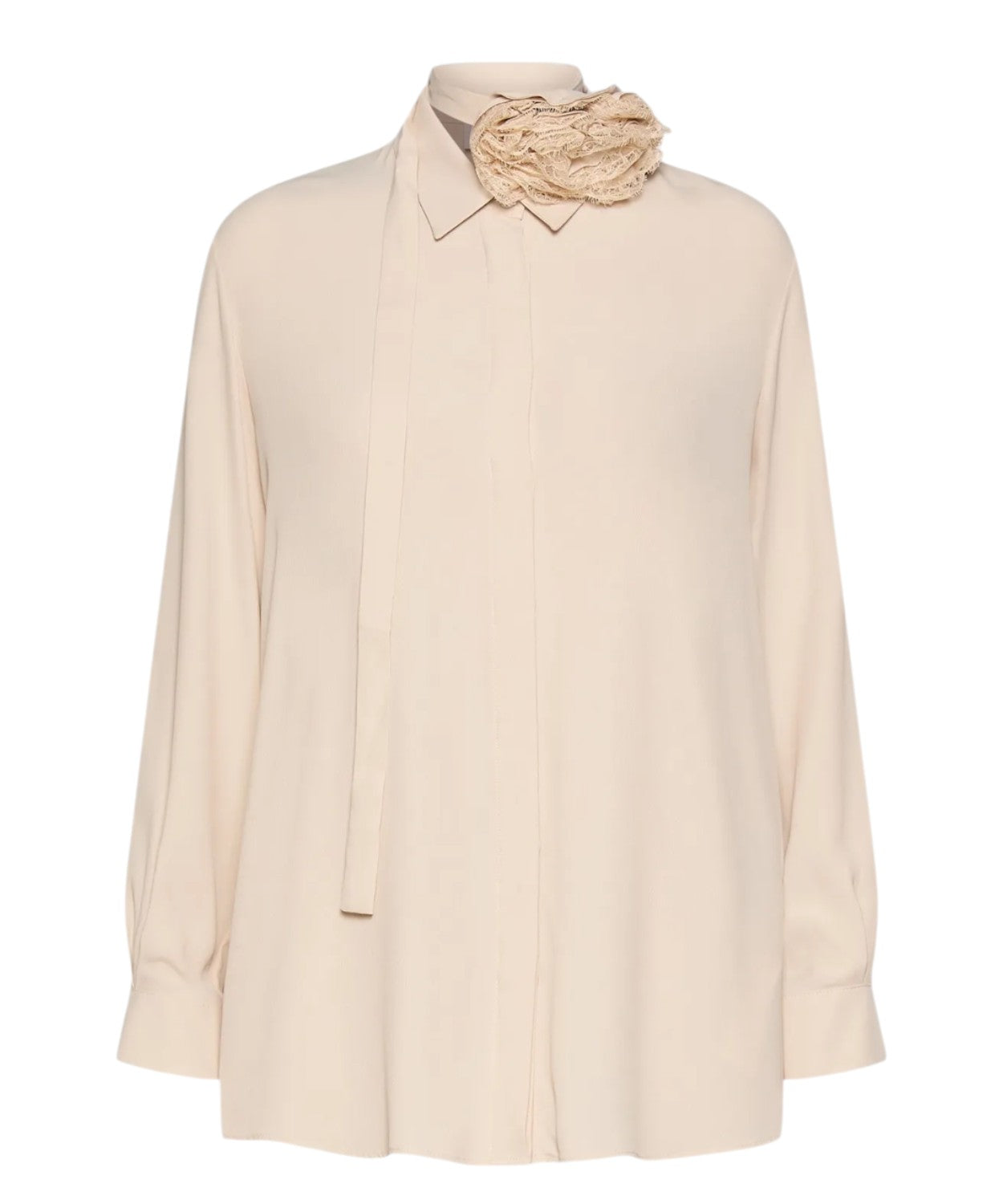 Camicia Donna in Crêpe de Chine con Fiore