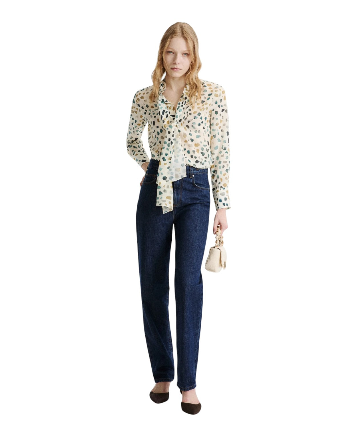 Camicia in Pura Seta Animalier con Sciarpina Rimovibile