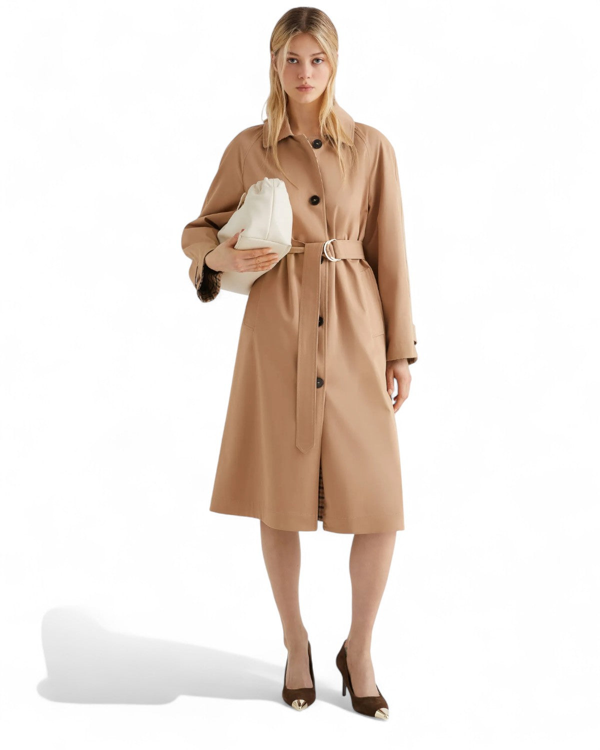 Trench in gabardina stretch con cintura-Marella-Cappotti-Vittorio Citro Boutique