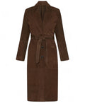 Trench in suede con cintura e rever-Marella-Cappotti-Vittorio Citro Boutique