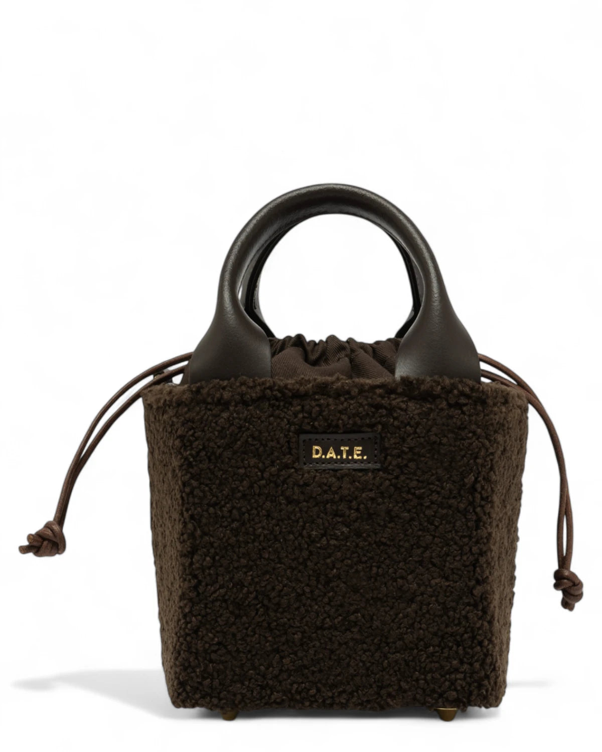 Borsa D.A.T.E. Cubo Bag Teddy Chocolate con Tracolla Removibile-D.A.T.E.-Borse a mano-Vittorio Citro Boutique