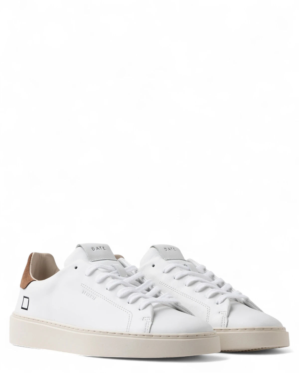 Sneakers Levante Calf in Pelle Bianca con Dettaglio Marrone-D.A.T.E.-Sneakers-Vittorio Citro Boutique