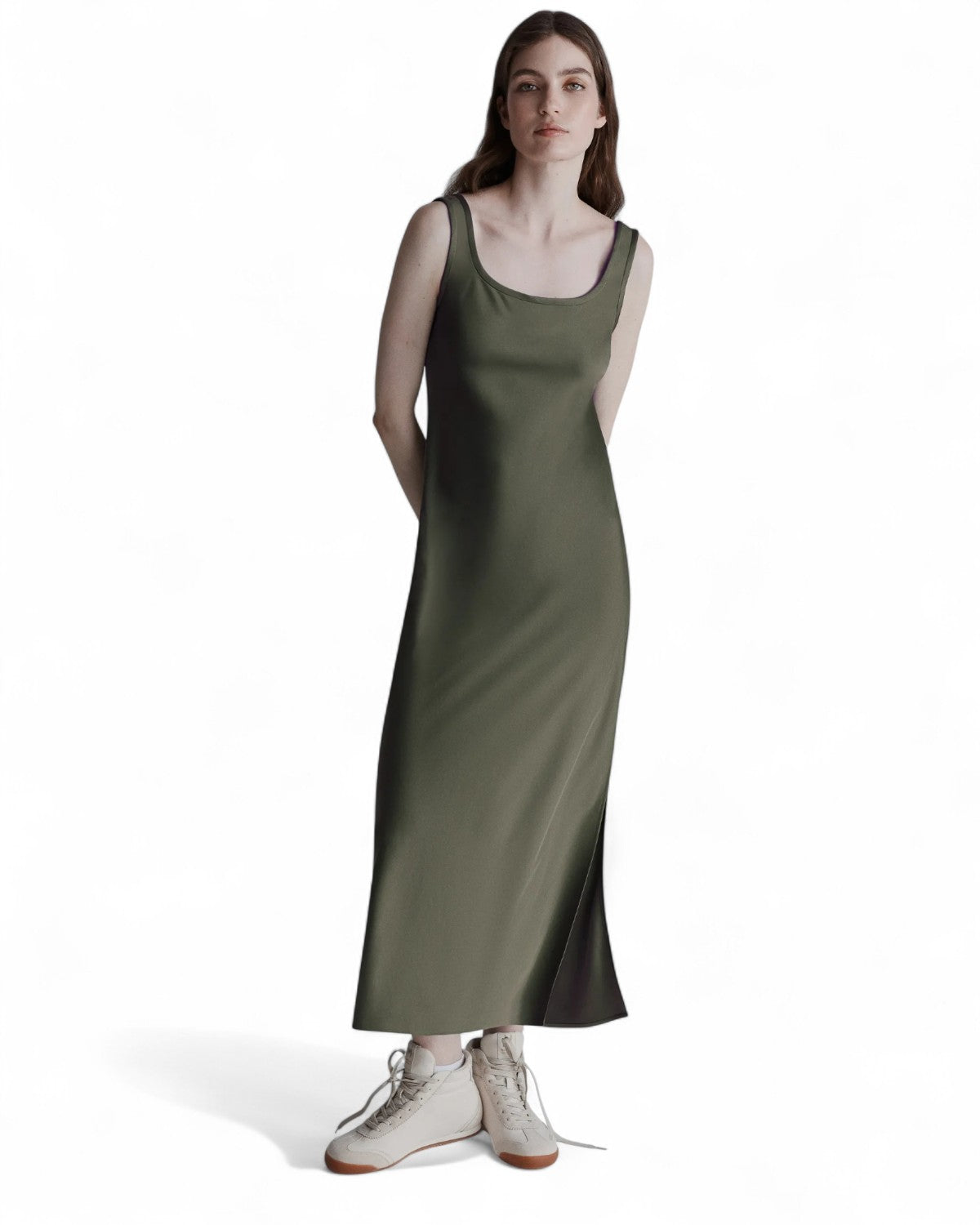 Slip dress in raso con spacco laterale-Marella-Abiti-Vittorio Citro Boutique