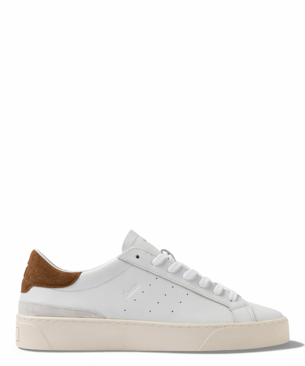 D.A.T.E. Sneakers Sonica Cuir Veau Blanc et Cognac