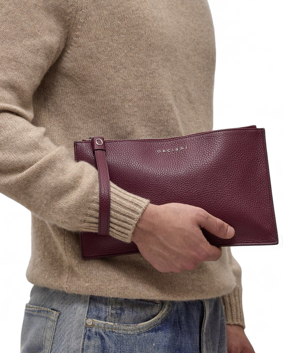 Busta Grande Micron in Pelle con Polsiera e RFID-Orciani-Pochette-Vittorio Citro Boutique
