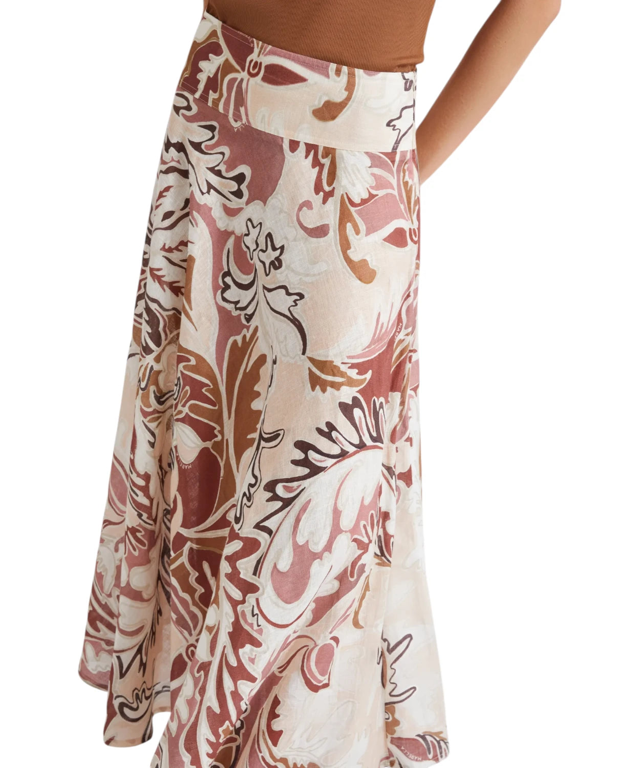 Gonna OSPITE Marella in Lino Stampato a Ruota