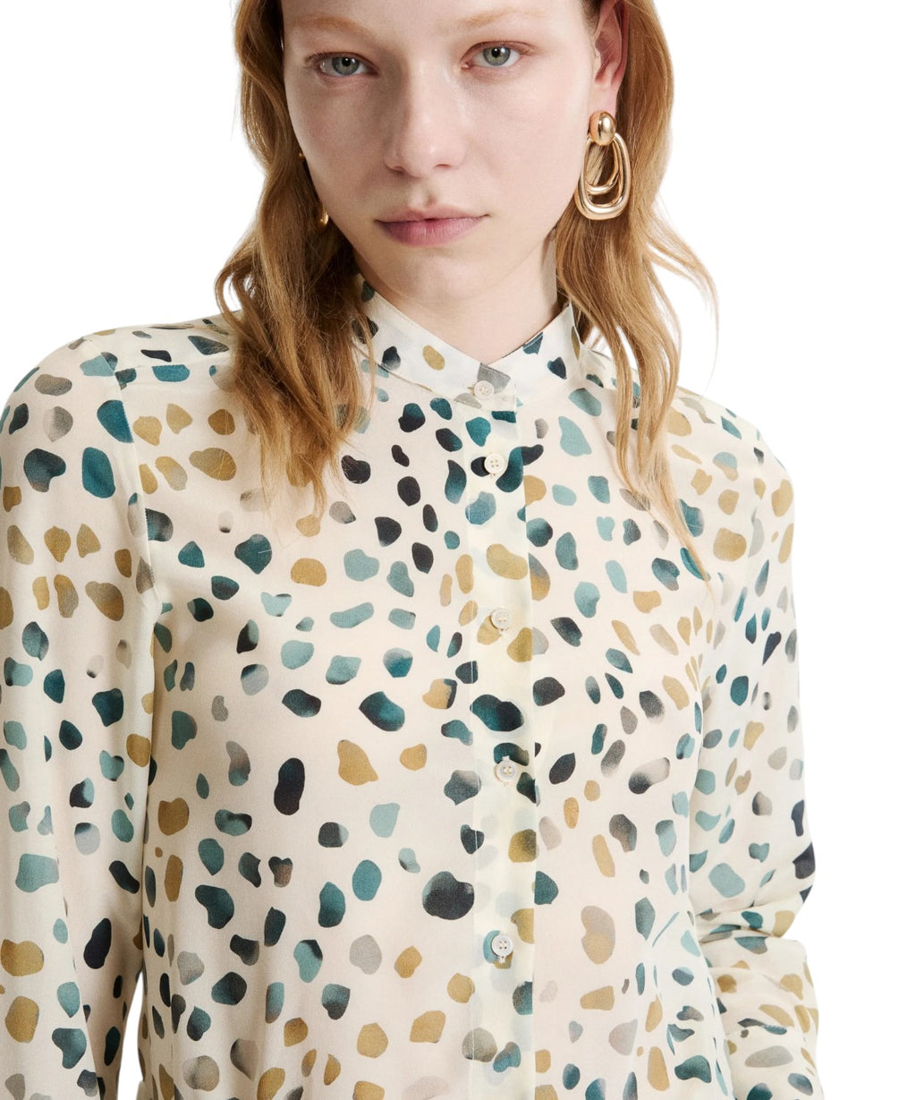 Camicia in Pura Seta Animalier con Sciarpina Rimovibile