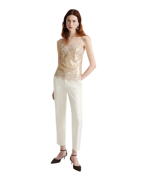 Pantalone Donna Stretch Misto Cotone con Piega Stirata