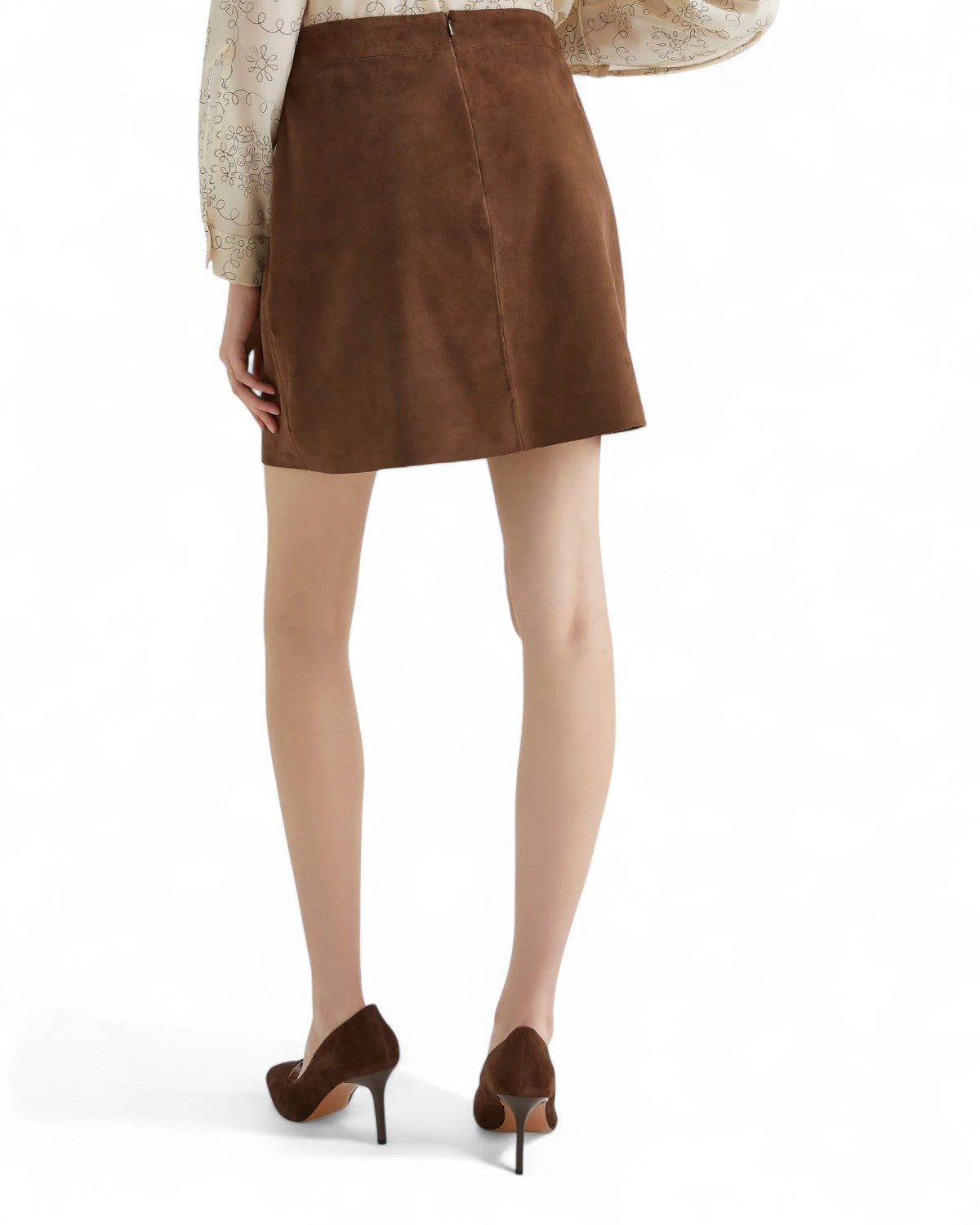 Mini gonna in suede con zip posteriore-Marella-Gonne-Vittorio Citro Boutique