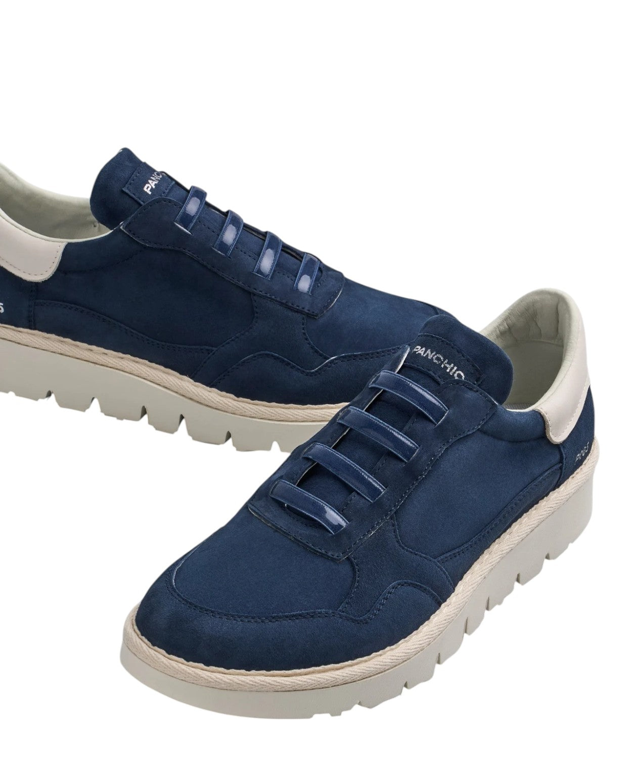 Sneakers Slip-On Homme P005 Cuir Velours Bleu Nuit