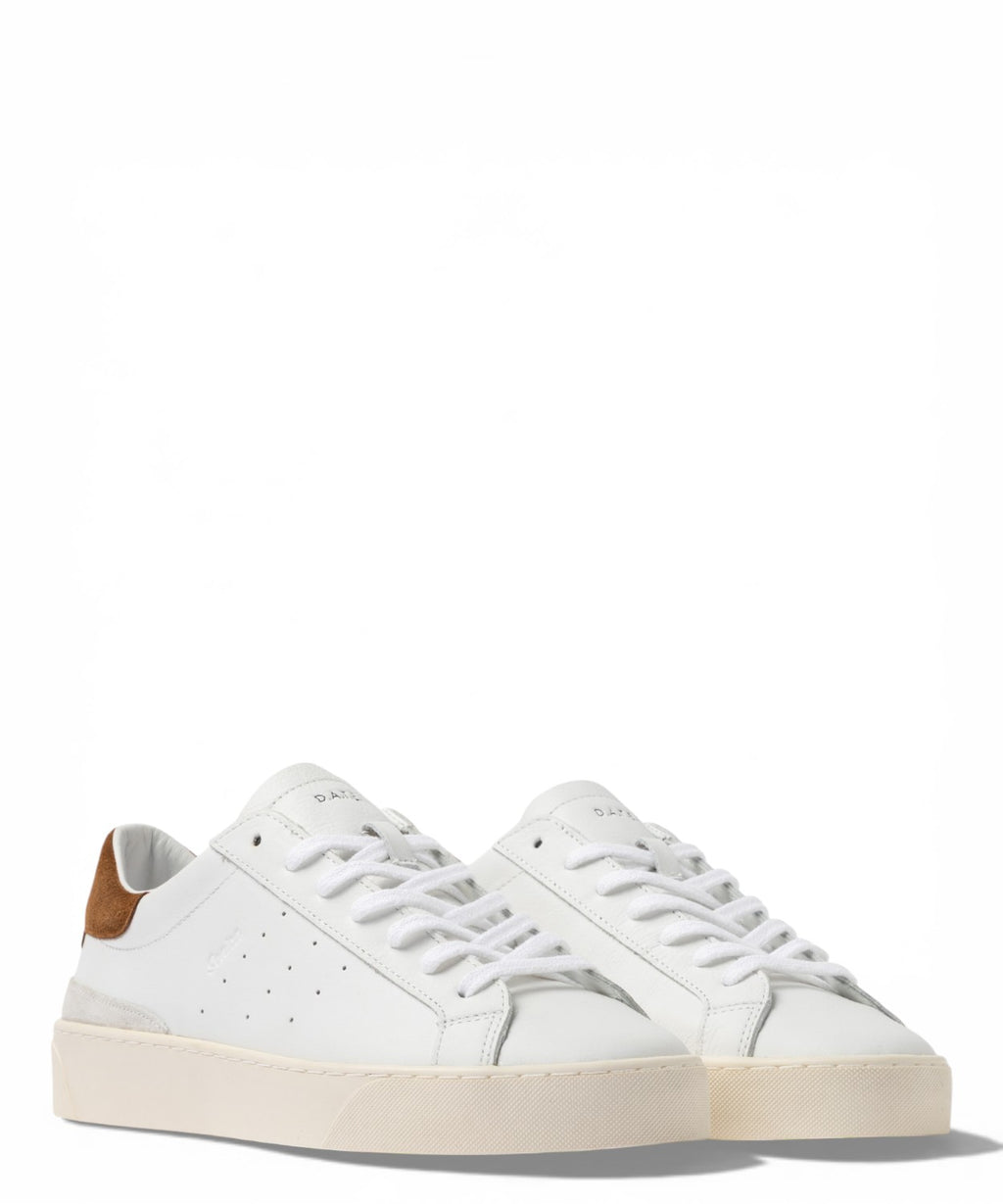 D.A.T.E. Sneakers Sonica Cuir Veau Blanc et Cognac