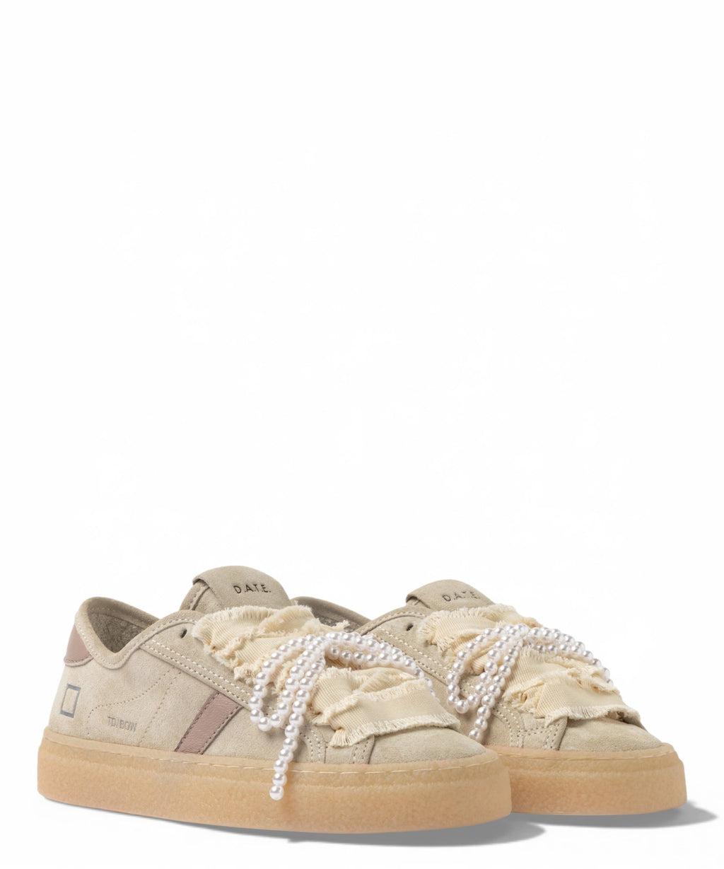 D.A.T.E. Baskets Tender Bow Beige avec Maxi Lacets