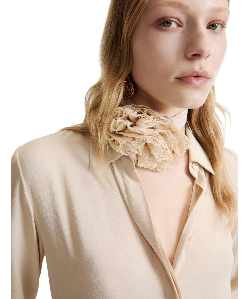 Camicia Donna in Crêpe de Chine con Fiore