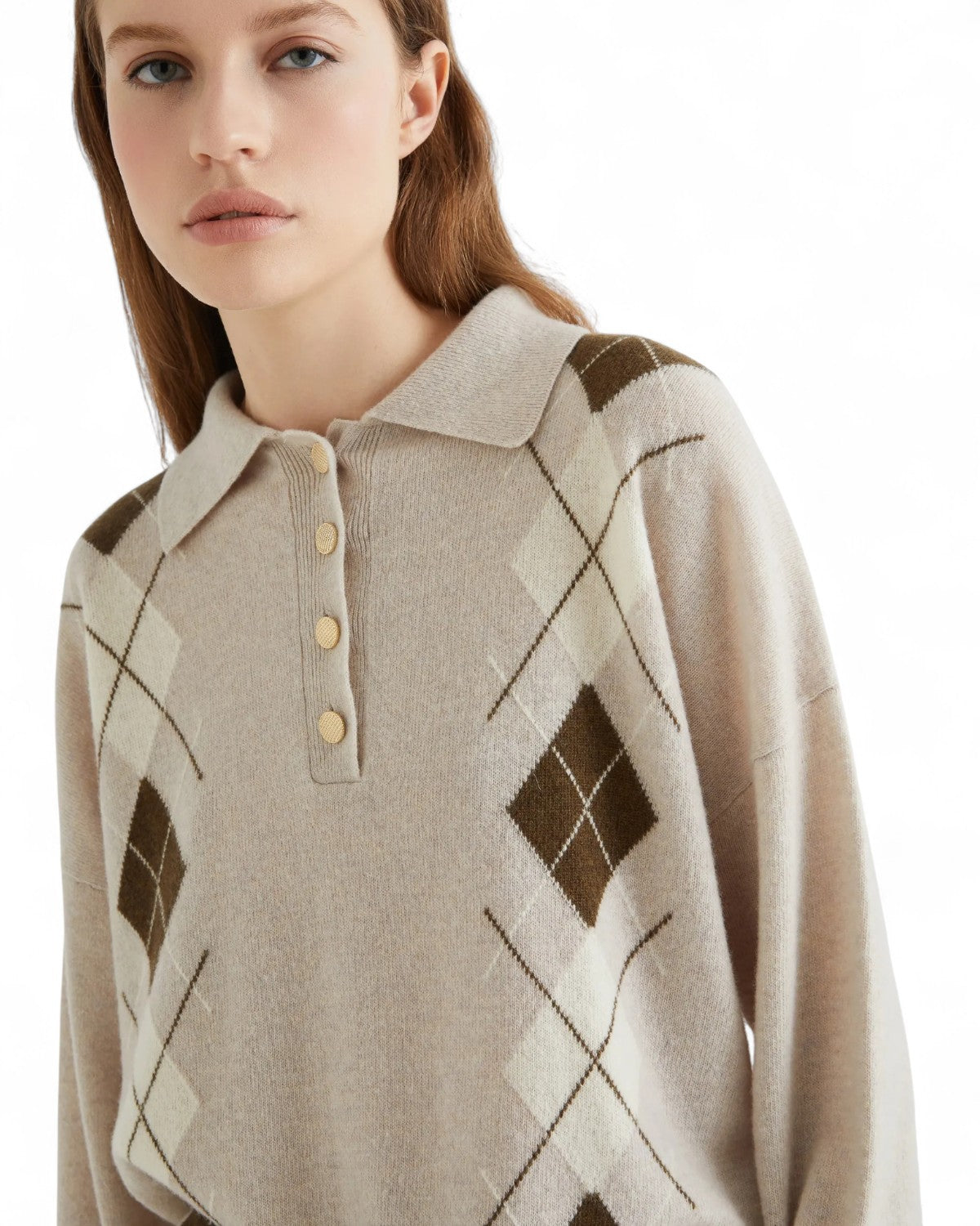 Polo in misto cashmere con intarsio a rombi-Marella-Maglieria-Vittorio Citro Boutique