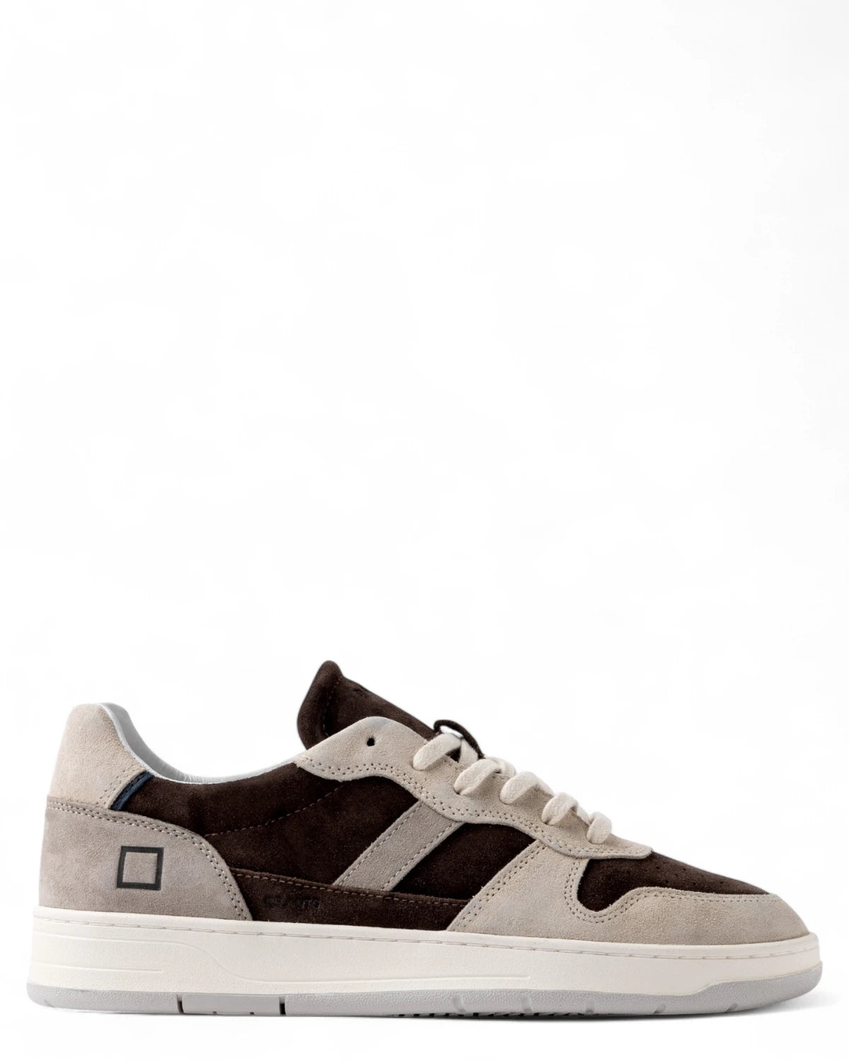 Sneakers Court 2.0 Vintage Chocolate in Suede Marrone e Beige-D.A.T.E.-Sneakers-Vittorio Citro Boutique