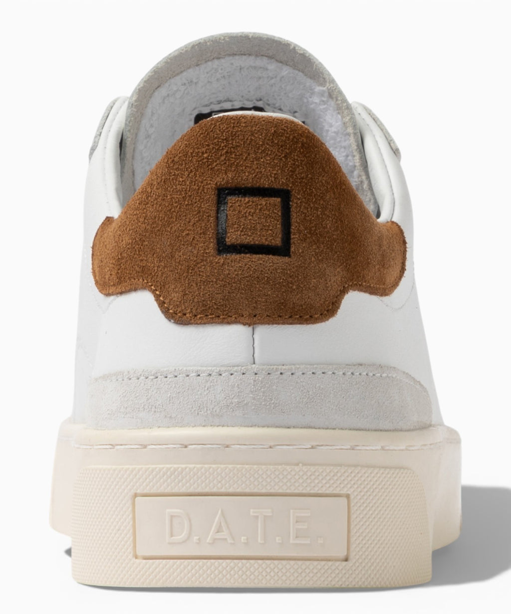 D.A.T.E. Sneakers Sonica Cuir Veau Blanc et Cognac