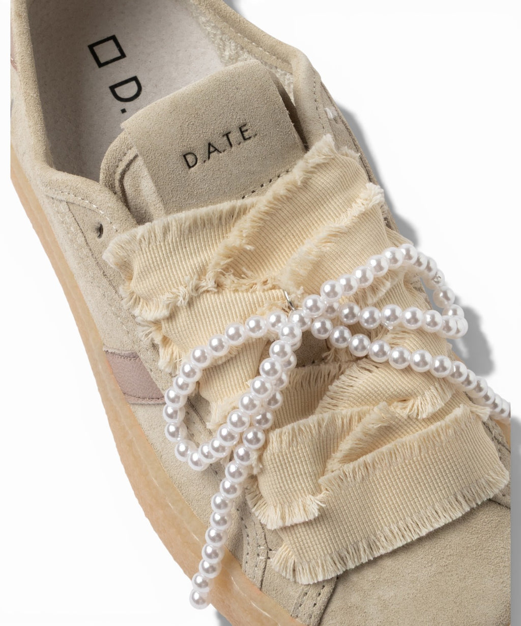 D.A.T.E. Baskets Tender Bow Beige avec Maxi Lacets