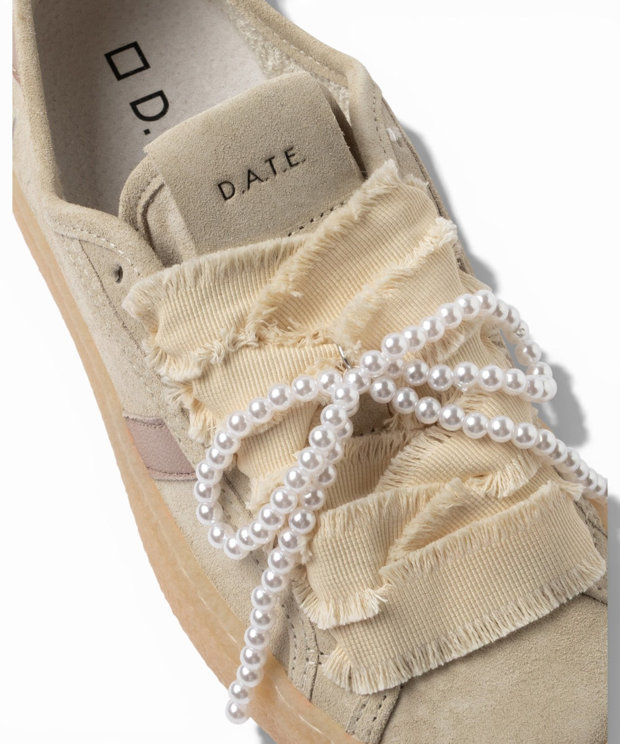 D.A.T.E. Sneakers Tender Bow Beige con Maxi Lacci