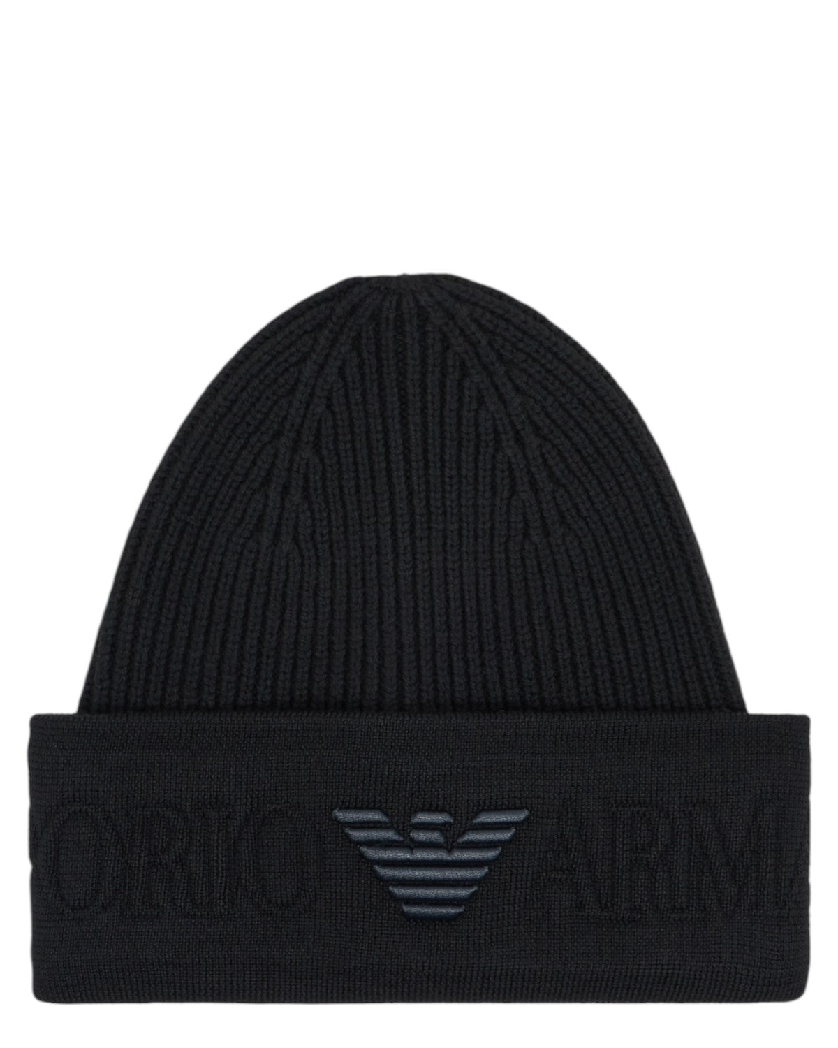 Berretto in Lana con Risvolto Logato-Emporio Armani-Cappelli-Vittorio Citro Boutique