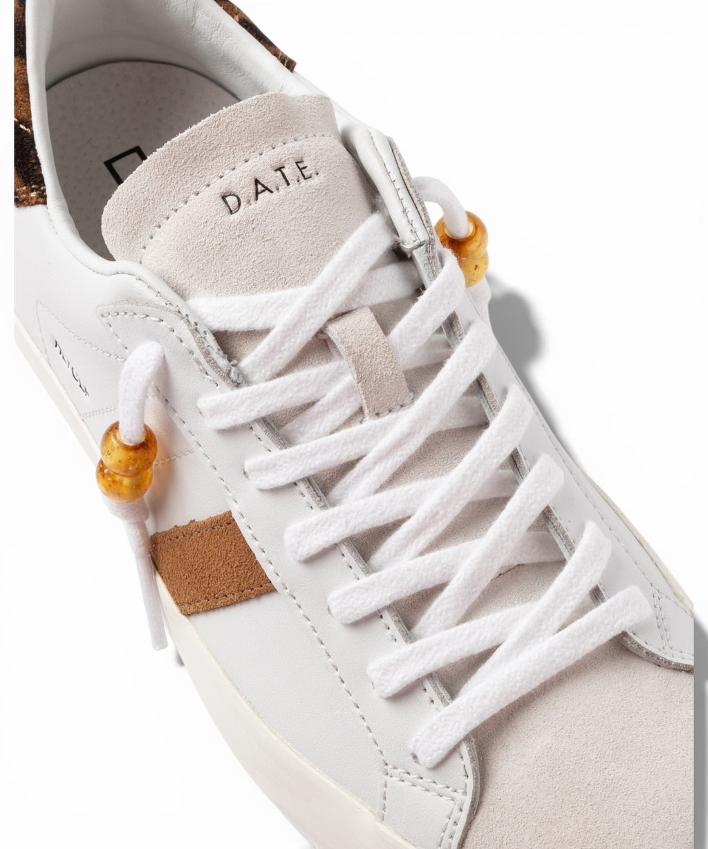 Baskets D.A.T.E. Hill Low Veau Blanc-Léopard