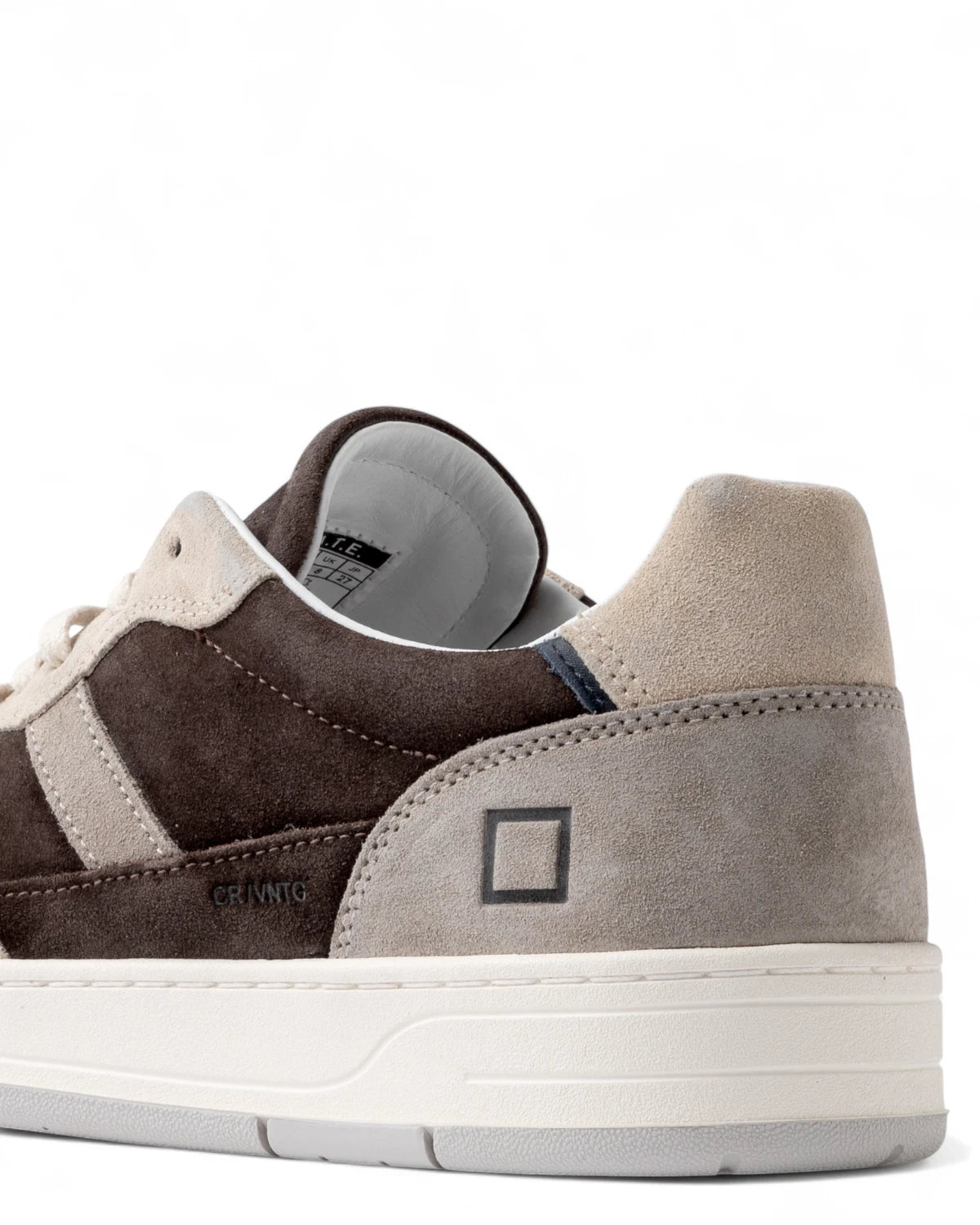 Sneakers Court 2.0 Vintage Chocolate in Suede Marrone e Beige-D.A.T.E.-Sneakers-Vittorio Citro Boutique