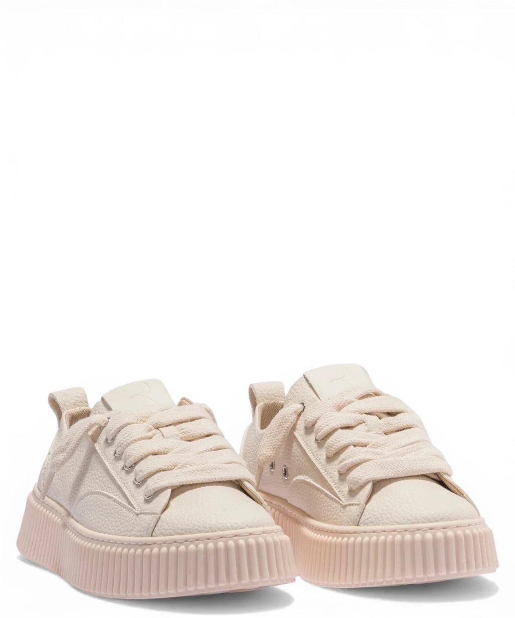 Baskets RHUN Beige en Cuir Martelé