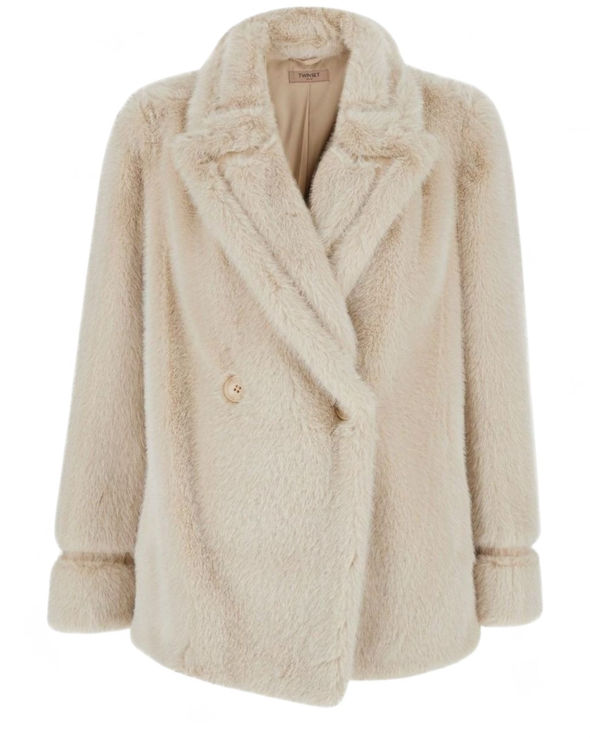 Cappotto Doppiopetto in Ecopelliccia con Revers a Lancia-Twinset-Pellicce e shearling-Vittorio Citro Boutique