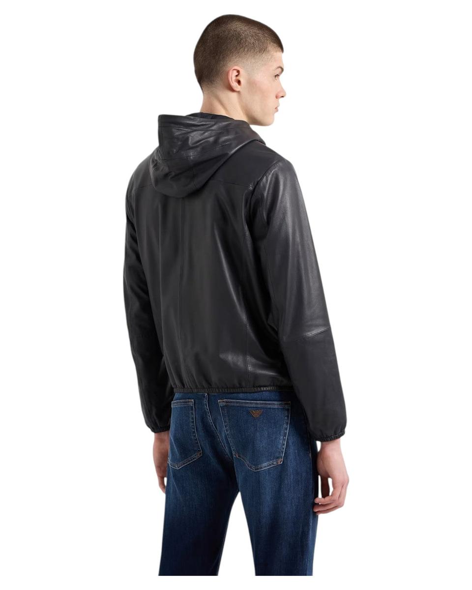 Blouson full zip con cappuccio in nappa di agnello semianilina-Giacche-Emporio Armani-Vittorio Citro Boutique