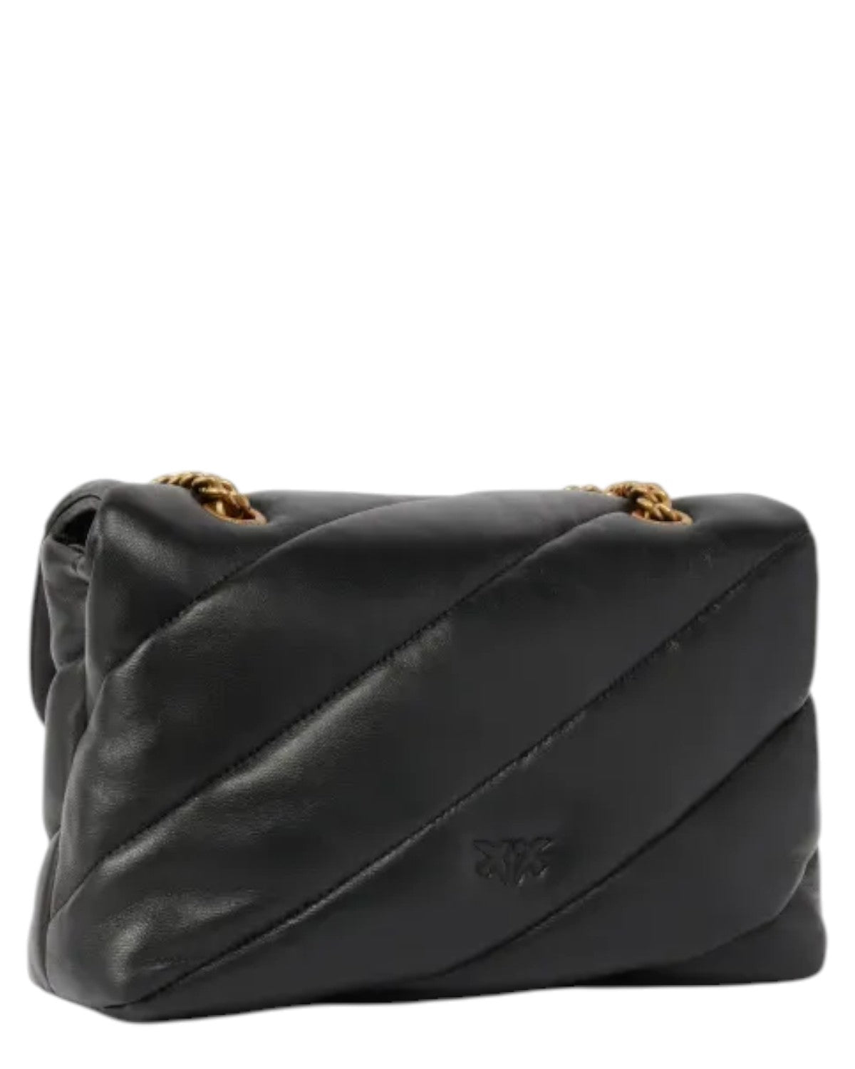 Retro della Borsa Love Puff trapuntata in nappa nera con logo inciso. Stile raffinato per borse a spalla da donna.