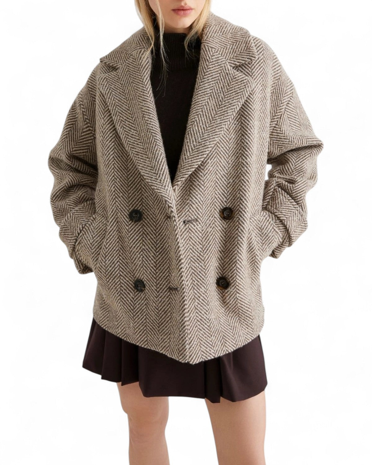 Giaccone doppiopetto in lana bouclé con rever-Marella-Cappotti-Vittorio Citro Boutique