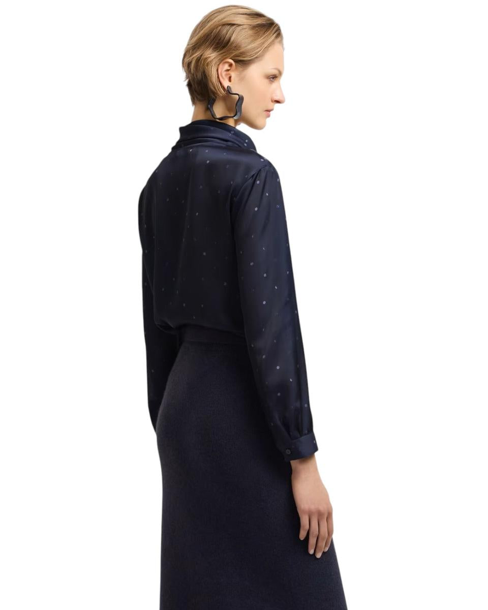 Blusa a Pois con Collo Foulard Removibile-Emporio Armani-Camicie-Vittorio Citro Boutique