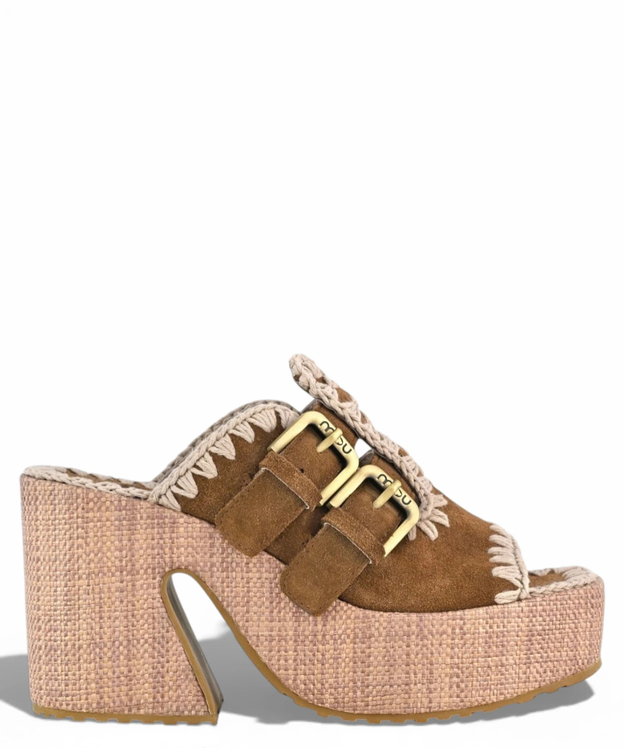 Mou Raffia Platform Sandali Two buckles