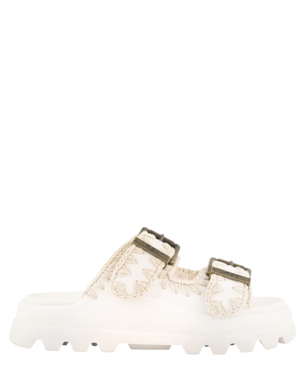 Mou Sandales d'Été Femme Eva Mules Une Pièce à Deux Boucles