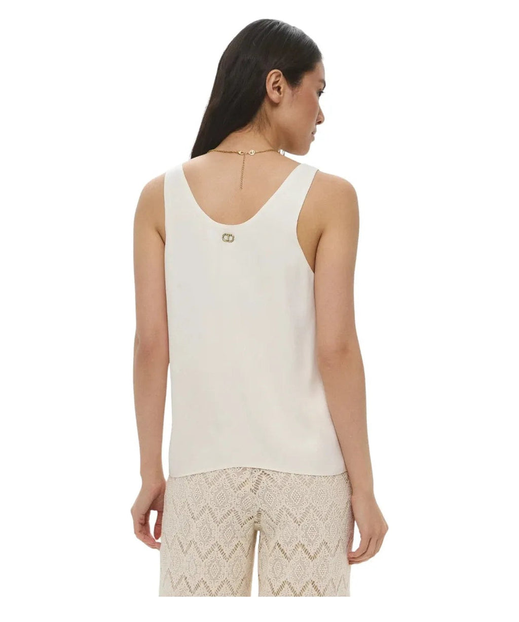 Top in raso lucido con collo tondo-Top-Twinset-Vittorio Citro Boutique