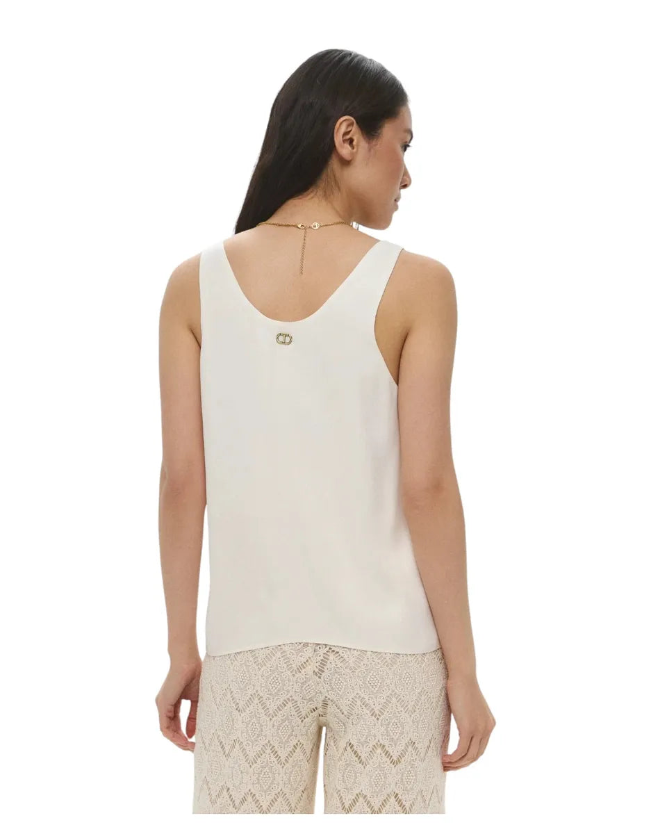 Top in raso lucido con collo tondo-Top-Twinset-Vittorio Citro Boutique