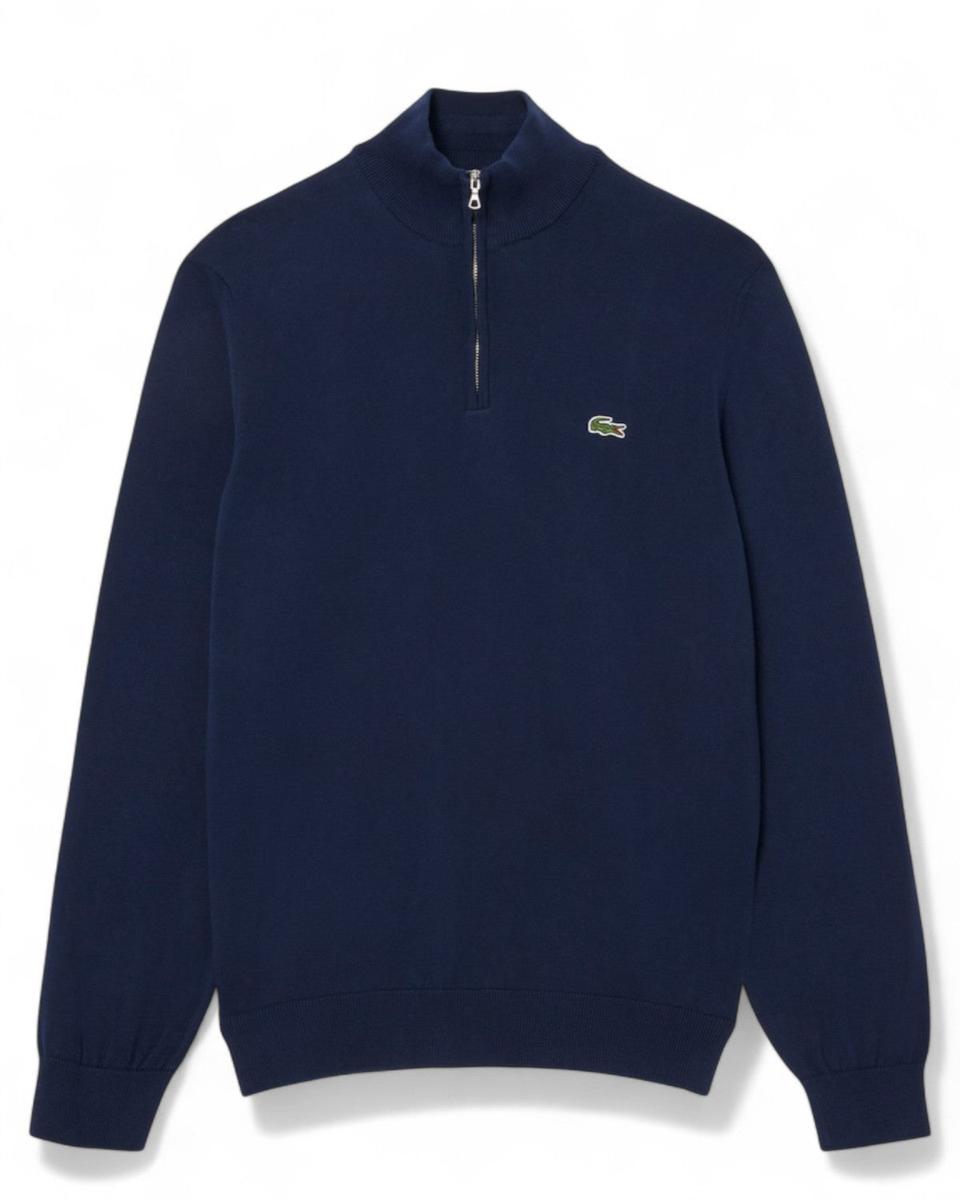 Pullover in Cotone con Collo Alto e Zip-LACOSTE-Maglieria-Vittorio Citro Boutique