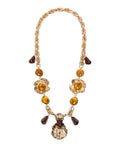 Collana Lunga Donna Dorata con Elementi in Resina