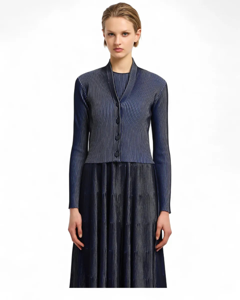 Cardigan Effetto Vanisé con Scollo a V-Emporio Armani-Maglieria-Vittorio Citro Boutique