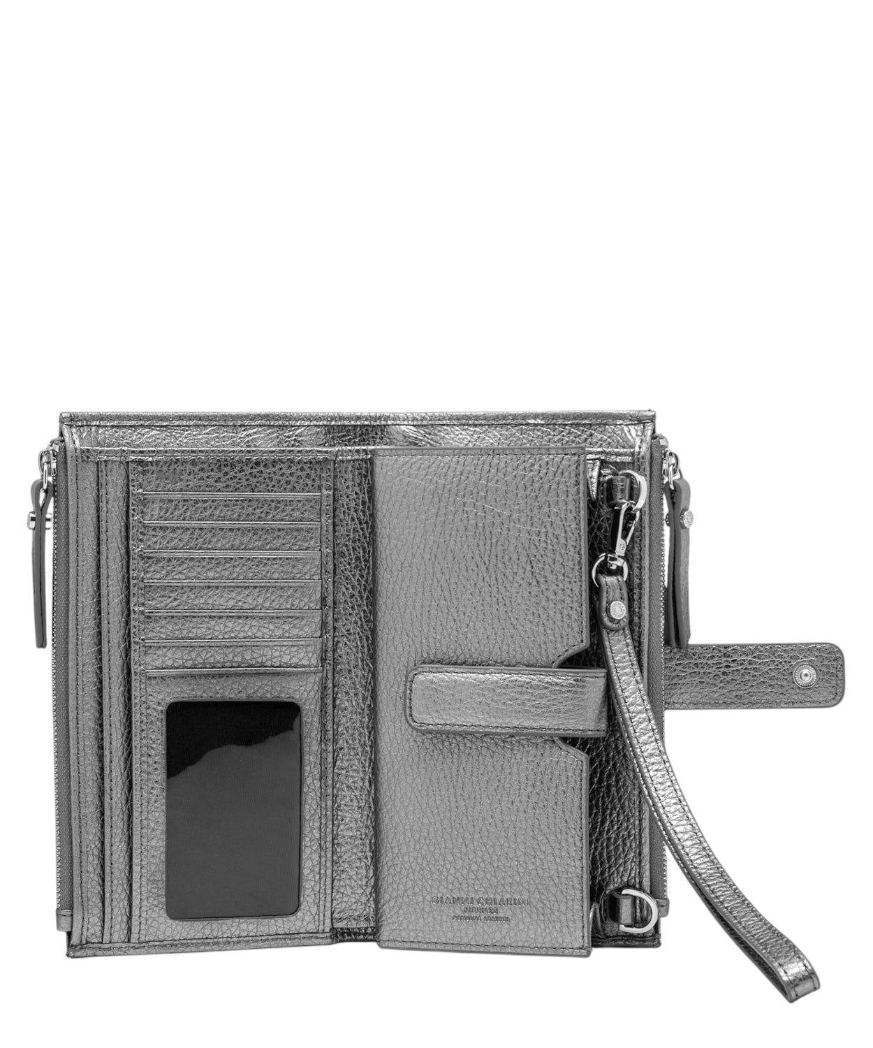 Portafoglio in pelle laminata con zip e tracolla-Gianni Chiarini-Portafogli-Vittorio Citro Boutique