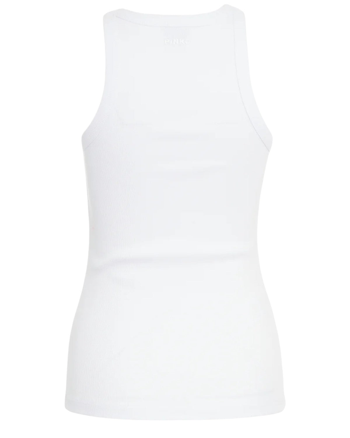 Retro della Canotta Annita Pinko in maglia bianca, senza strass, perfetta per outfit invernali femminili e raffinati.