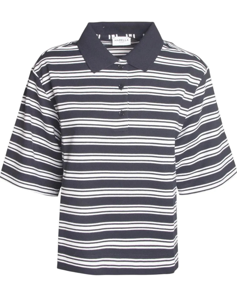 Polo Oversize in Cotone con Righe Orizzontali-Marella-Polo-Vittorio Citro Boutique